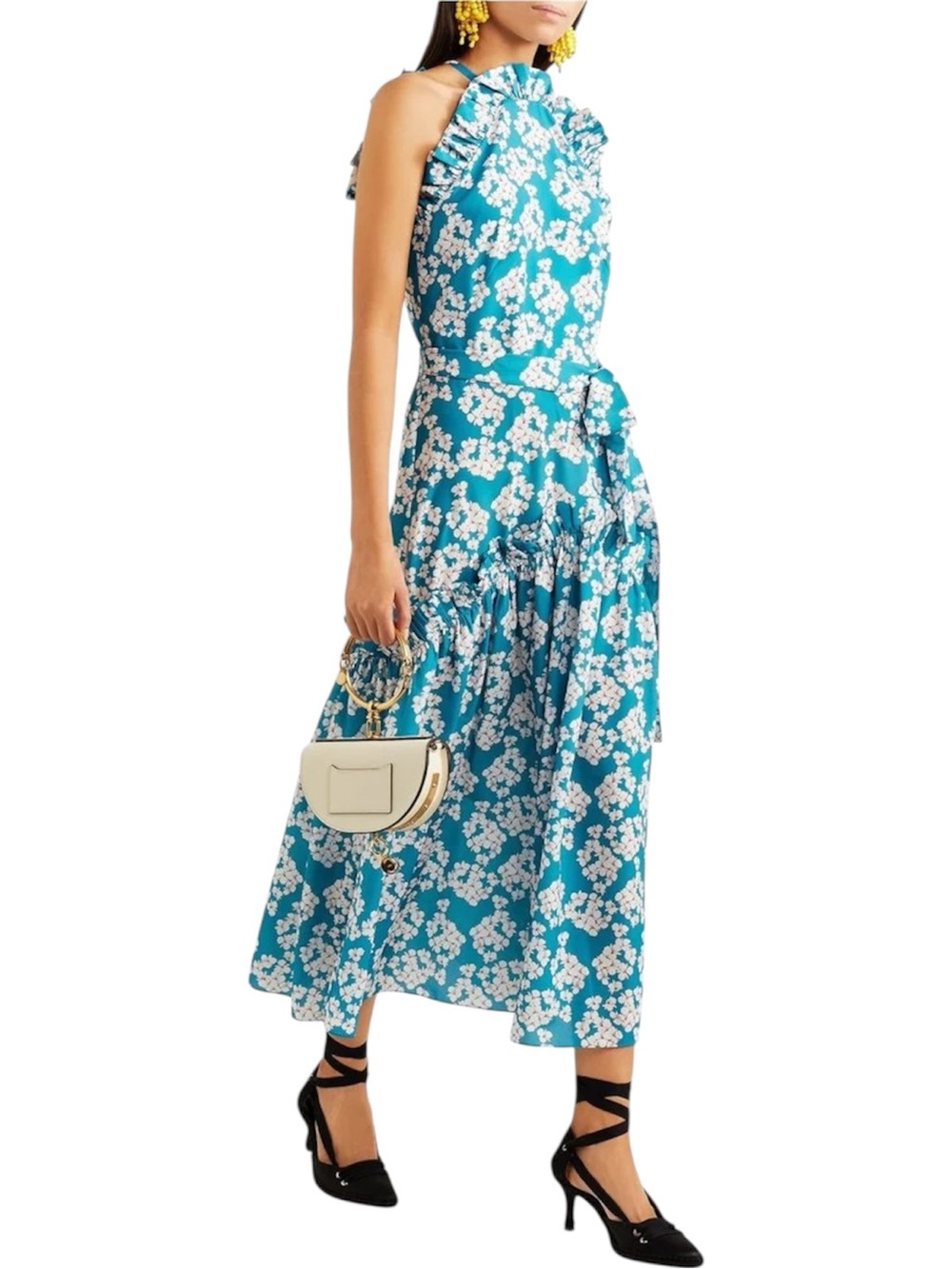 BORGO DE NOR Dora Tatiana Sleeveless Ruffle Hem Midi Dress Size 12